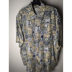 Roundtree & Yorke Mens Short Sleeve‎ Button Down Shirt Large Cocktail Martini